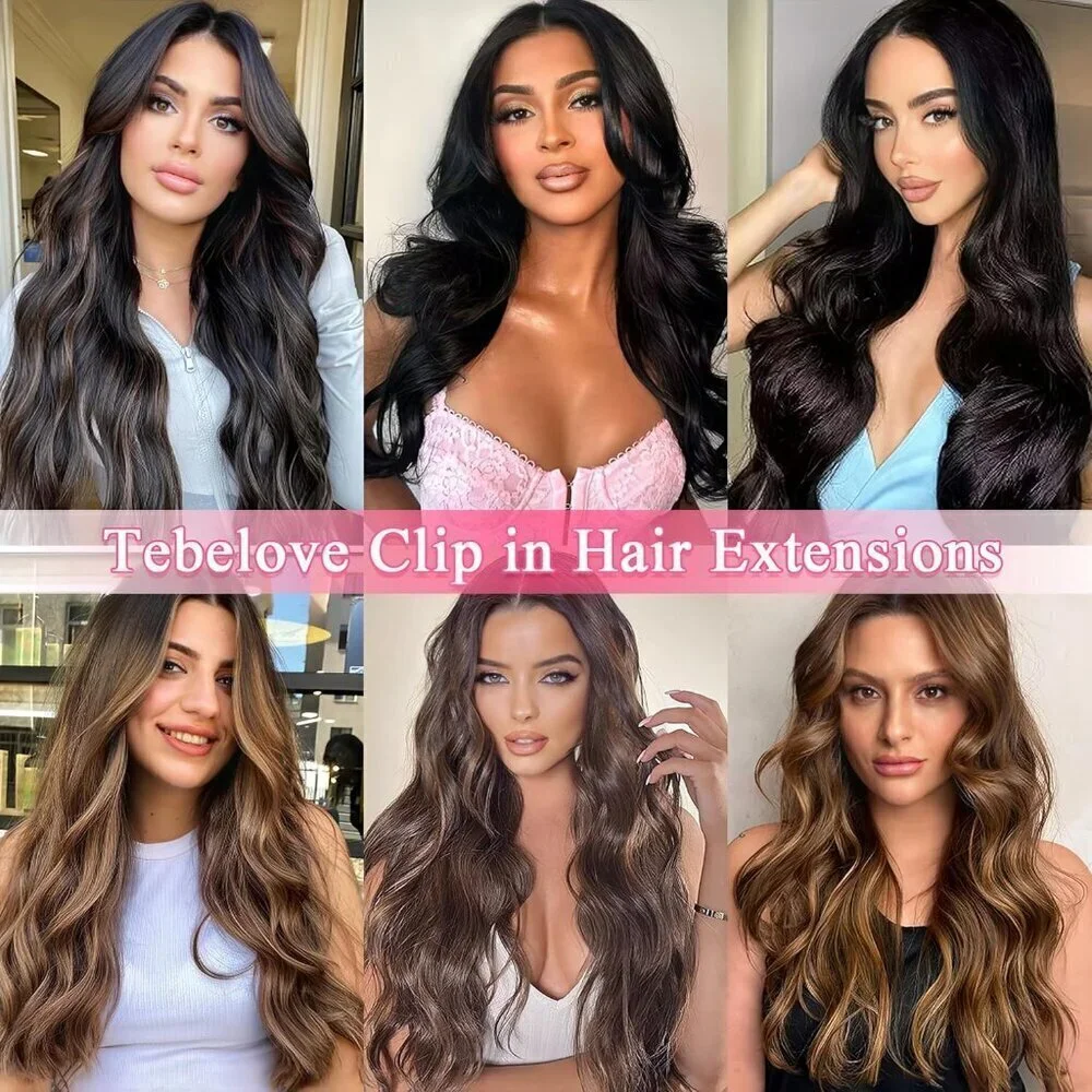 Clip in Hair Extensions Real Human Hair, 100g/3.6oz, Clip in 100% Brazilian Remy